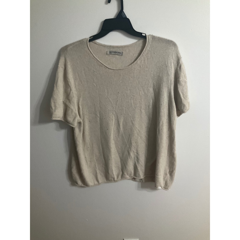 Outerknown Womens XXL Crescent Knit Top in Moon light Cotton Material